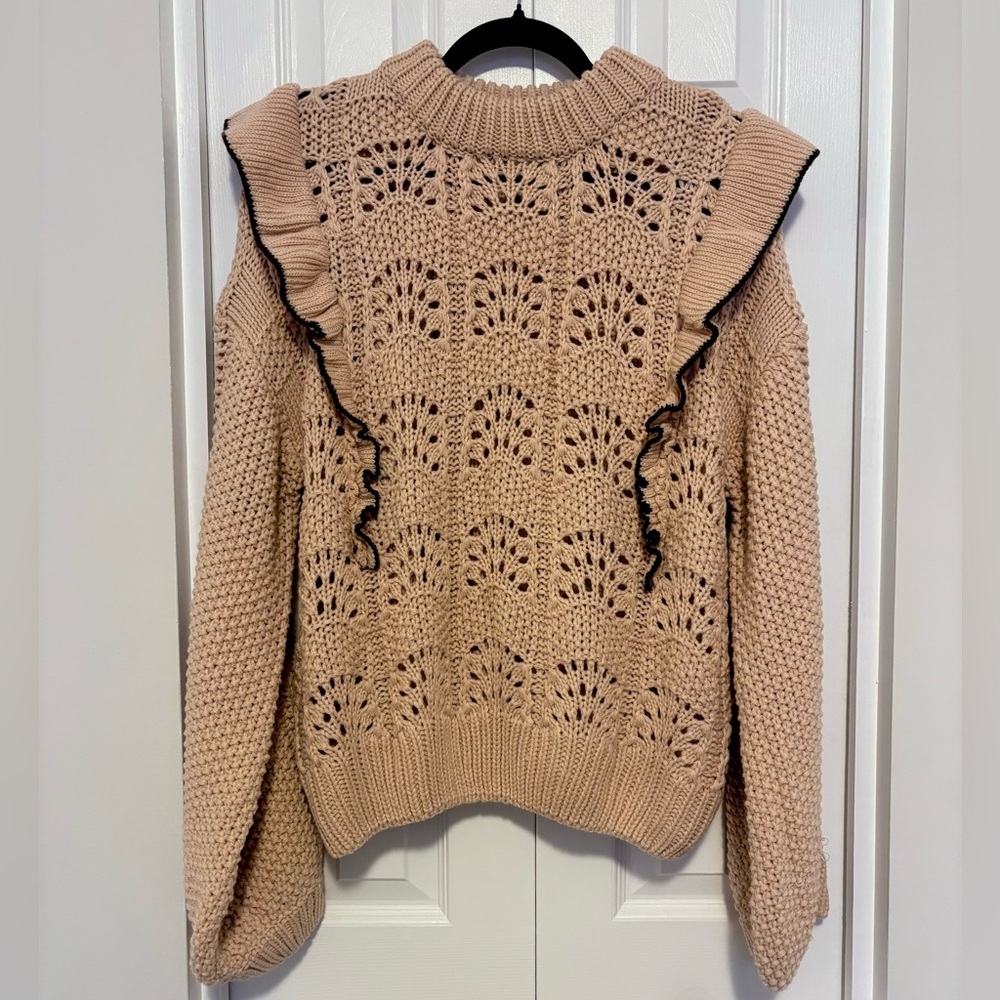 En Saison Pink Sweater with Ruffle Accents